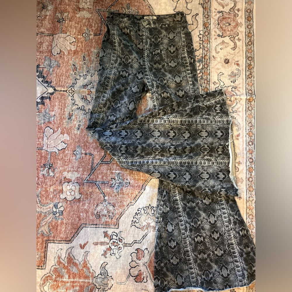 Free People Snake Skin Printed Flares
